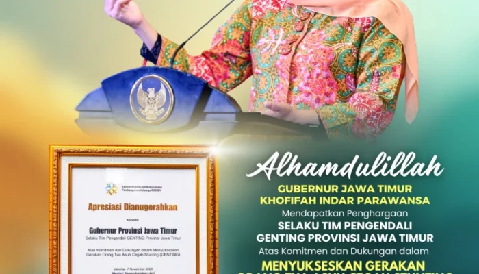 Khofifah Terima Penghargaan BKKBN, Jawa Timur Jadi Role Model Penurunan Stunting Nasional
