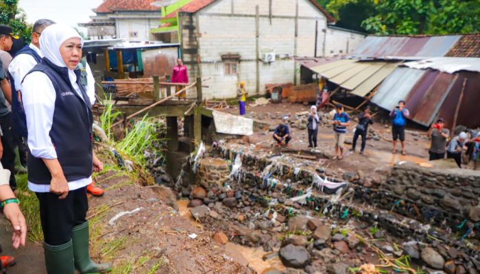 Gubernur Khofifah Turun Langsung Tangani Banjir Situbondo, Fokus Pengerukan Sungai dan Penguatan Bronjong