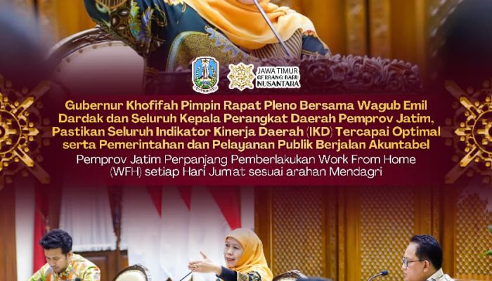 Gubernur     Khofifah Sinkronkan Kebijakan WFH ASN Jatim dengan Pemerintah Pusat