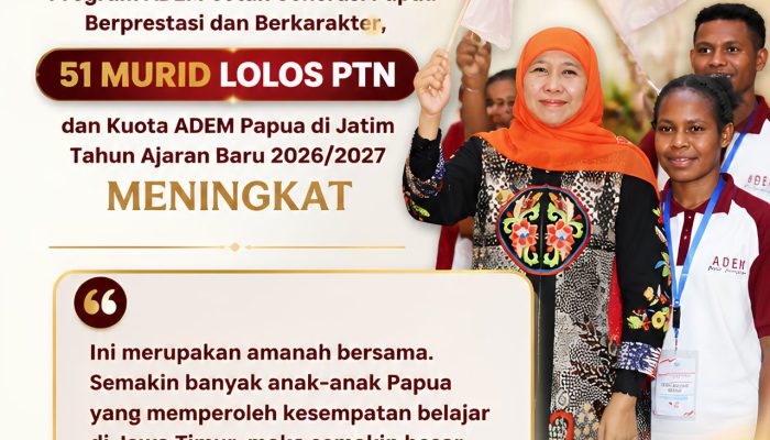 Gubernur Khofifah Bangga, Program ADEM di Jatim Cetak Generasi Papua Berprestasi dan Berkarakter