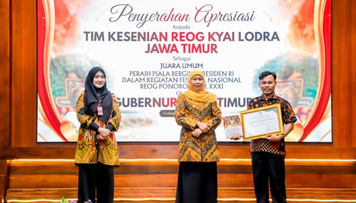 Gubernur Khofifah Apresiasi Tim Kyai Lodra Peraih Piala Bergilir Presiden RI, Perkuat Regenerasi dan Ekosistem Reog Ponorogo