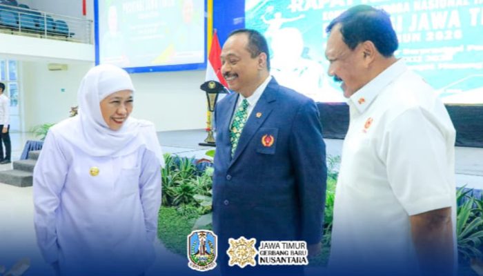 Gubernur Khofifah Buka Rakerprov KONI Jatim 2026, Tekankan Pentingnya Pembinaan Sejak Dini, Sumberdaya Manusia, Tata Kelola Serta Jejaring Sebagai Landasan Kuat bagi Kemajuan Olahraga Jawa Timur