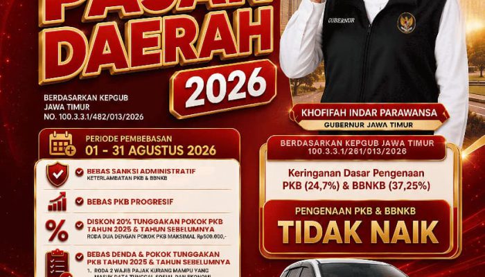 Gubernur Khofifah Hadirkan Kado Kemerdekaan HUT ke-81 RI, Bebaskan Pajak Daerah Selama Agustus 2026 untuk Ringankan Beban Masyarakat