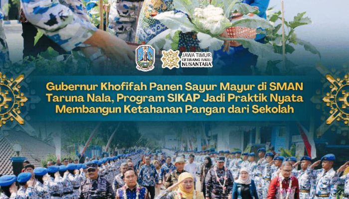 Gubernur Khofifah Panen Sayur Mayur Hasil Program SIKAP SMAN Taruna Nala di Malang, Jadi Praktik Nyata Membangun Ketahanan Pangan dari Sekolah
