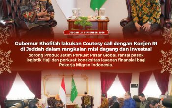 Rangkaian Misi Dagang untuk Perkuat Pasar Global, Gubernur Khofifah Lakukan Courtesy Call dengan Konjen RI di Jeddah, dorong Masuknya Produk Jatim dalam Rantai Pasok Haji dan Perkuat Layanan Finansial bagi Pekerja Migran Indonesia