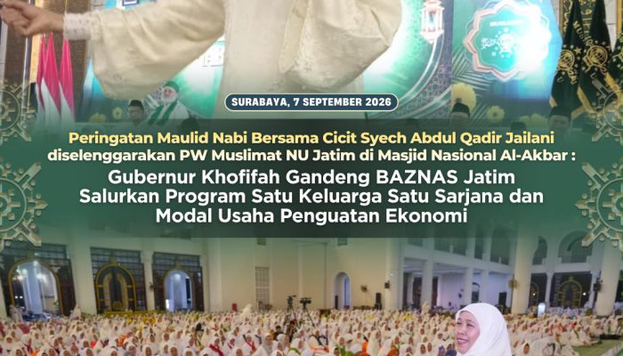 Maulid Nabi di Masjid Al-Akbar, Gubernur Khofifah Salurkan Bantuan Pendidikan dan Modal Usaha
