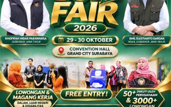 Gubernur Khofifah Ajak Masyarakat Manfaatkan Job Fair Inklusif 2026 Yang Dimulai Hari ini di Grand City Surabaya, Total Libatkan 102 Perusahaan serta Hadirkan 4.807 Lowongan Kerja dan Magang