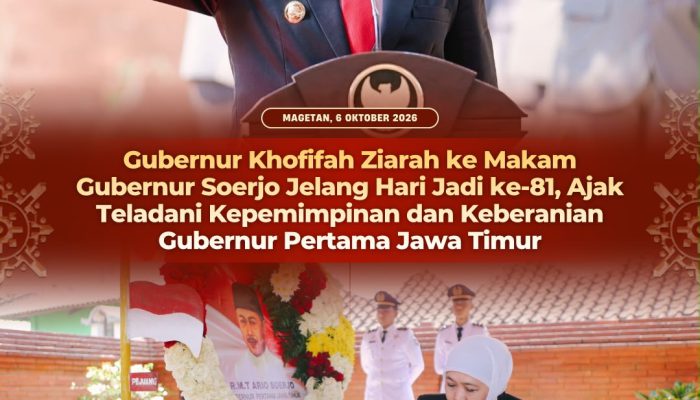 Gubernur Khofifah Pimpin Ziarah ke Makam Gubernur Soerjo Jelang Hari Jadi ke-81, Ajak Teladani Kepemimpinan dan Keberanian Gubernur Pertama Jawa Timur