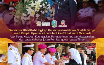 Gubernur Khofifah Sampaikan Keberhasilan Nawa Bhakti Satya Saat Pimpin Upacara Hari Jadi ke-81 Jatim di Grahadi: Ajak Terus Kuatkan Keunggulan, Perluas Kesempatan Masyarakat dan Jaga Keberlanjutan Pembangunan Jawa Timur
