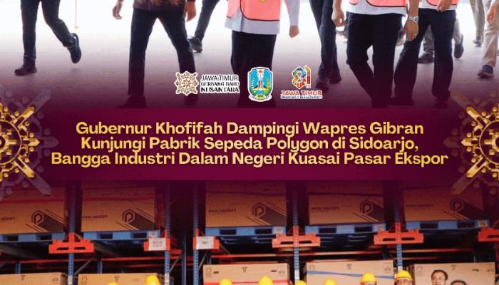 Gubernur Khofifah Dampingi Wapres Gibran Kunjungi Pabrik Sepeda di Sidoarjo, Bangga Industri Dalam Negeri Kuasai Pasar Ekspor